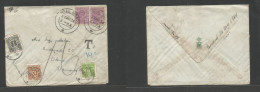 India. 1934 (27 May) Mall Road - Denmark, Odense (16 June) Multifkd Envelope, Taxed + Arrival Three Postage Dues, Tied C - Other & Unclassified