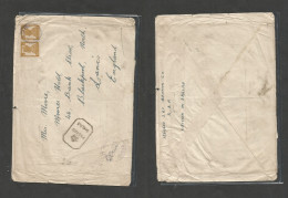 India. C. 1942-3. Rafpost. Air Fkd Env To England, Blackpool, Lanas, Depart Censor. Special Cachet. Fine. - Other & Unclassified