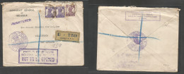 India. 1944 (15 March) Bombay - New Zealand. Belgian Consular Mail. Registered Multifkd With Special Cachet "passed Cens - Other & Unclassified