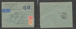 Iraq. 1938 (Oct( Jaboubi - Denmark, Vojens (19 Oct) Air Multifkd Comercial Envelope, Cachet "par Avion Msqu Munchen" (xx - Irak