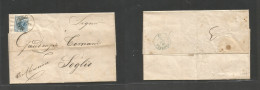 Italy Lombardy - Venetia. 1855 (28 July) Milano - Switzerland, Soglio Via Zurich (29 July) EL With Text Fkd 45 Cent Blue - Unclassified