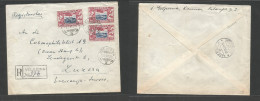 Lithuania. 1937 (27 June) Veliuona - Switzerland, Luzern (29 June) Registered Multifkd Env, Tied Cds + Re-cachet. VF. - Lithuania