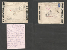 Lithuania. 1941 (March) GB, London, High Wycombe - KAUNAS (22 Aug). Air Fkd Dual Censor, Taxed Envelope + Retour To Send - Lithuania