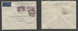 Malaysia. 1946 (30 Apr) BMA, Penang - Calcutta, British India (3 May) Air Multifkd Env At 50c Rate, Tied Large Cds. VF. - Malaysia (1964-...)