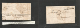 Mexico - Stampless. 1825 (9 March) Alvarado - France, Bordeaux (29 May) EL With Contains, Fwded To New York, US Mns Edw - Mexico