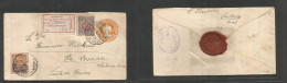Mexico - Stationery. 1903 (16 July) Torreon, Coah - Sta. Rosalia, Chihuahua (17 July) Registered 5c Orange Embossed Stat - Mexiko
