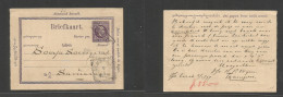 Dutch Indies. 1897 (3 Jan) Reply Half Stat Card Proper Internal Usage. Tibadak - Samarang (5 Jan) 5c Lilac Stat Card, Bo - Netherlands Indies