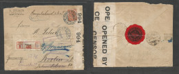 Dutch Indies. 1915 (24 Dec) WWI Padang - Berlin, Germany (31 July) Registered Single Fkd, British Censor And Hold During - Indes Néerlandaises