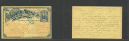 Nicaragua. 1891 (21 Aug) Managua - Germany, Stettin Via Corinto. 3c Blue / Yellow Stat Card. VF Used + Scarce So. - Nicaragua
