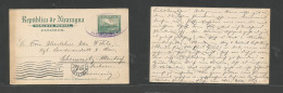 Nicaragua. 1909. Bluefields - Germany, Chemnitz Via New Orleans "B" Overprinted Manual 5c Green Provisional Stationary C - Nicaragua