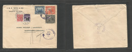 Nicaragua. 1937 (17 March) Managua - Denmark, Handersleben (9 April) Comercial Multifkd Env + Taxed + Danish Arrival Two - Nicaragua