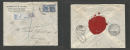 Palestine. 1926 (27 June) Jaffa - Germany, Pirmasens (23 July) Ovptd Issue Registered Multifkd Envelope Comercial + 26 M - Palestine