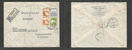 Palestine. 1935 (29 Jan) Rehovot - Switzerland, Neuhausen (4 Febr) Via Tel Aviv. Registered Multifkd Env At 28 Rs Rate, - Palästina