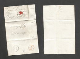 Panama. 1838 (9 Enero) GPO - London, UK (9 May) Via Jamaica British Mail (23 March) E, Reverse Transited + Per Pkt + 2/2 - Panamá