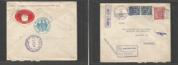 Panama. 1931 (29 Aug) German Consular Mail. GPO - Guatemala (31 Aug) Registered Air Multifkd Env At 30c B Rate. Reverse - Panama