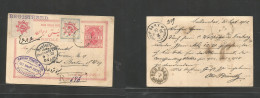 Persia. 1902 (20 Sept) Sultanabad - Germany, Berlin (8 Oct) Registered Multifkd 5ch Rose Stationary Card + 2 Adtl Provis - Iran