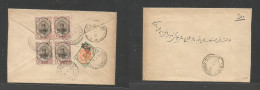 Persia. 1924 (27 Jan) Tauris - Sultanahad (31 Jan) Via Teheran. Reverse Multifkd Env "controle 1922" Ovptd Issue, Incl B - Irán