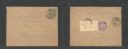 Portugal -Stationary. 1894 (19 Aug) Guimaraes - Germany, Hamburg (23 Oct) Multifkd Front And Reverse 25rs Green Stat Env - Otros & Sin Clasificación