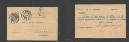 Portugal -Stationary. 1908 (21 Febr) Lisboa - Denmark, Marstal (26 Feb) 20rs Lilac Stat Card Cancelled At Arrival. VF. - Other & Unclassified