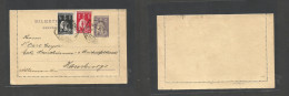 Portugal - Stationery. 1914 (29 Jan) Lisboa - Germany, Hamburg 2 1/2c Lilac Ceres Stat Letter Sheet + 2 Adtls, At 5c Rat - Otros & Sin Clasificación