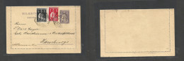 Portugal - Stationery. 1914 (29 Jan) Lisboa - Germany, Hamburg 2 1/2c Lilac Ceres Stat Letter Sheet + 2 Adtls, At 5c Rat - Other & Unclassified