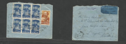 Portugal-India. 1947 (Oct) Margao - China, Shanghai (Oct) Via Hong Kong (18 Oct) Reverse Air Multifkd Envelope Vasco Da - Other & Unclassified