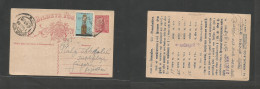 Portugal-India. 1954 (27 Oct) Goa - Jaipur, Rajastan, Br. India. 3r Red Stat Card + Adtl On Late Usage. VF. - Other & Unclassified