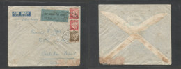 Portugal-Mozambique. 1937 (20 May) Quelimane - Switzerland, Oerlinken. Air Multifkd Luisiadas Issue + Blue Air Label At - Other & Unclassified
