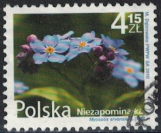 Pologne 2010 Oblitération Ronde Used Fleur Plante Niezapominajka Myosotis Arvensis - Used Stamps