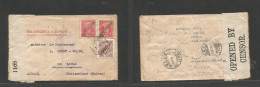 Portugal-Mozambique Company. 1916 (30 July) Beira - Switzerland, Le Locle (11 Sept) WWI Multifkd Censored Envelope Via R - Autres & Non Classés
