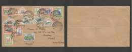 Portugal-Mozambique Company. 1937 (13 Aug) Beira - Natal, Durban. Multifkd Env With 13 Diff Frames Issue Stamps, Tied Cd - Other & Unclassified