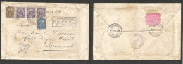 Salvador, El. 1895 (28 March) Santa Ana - Sonsonate. Registered AR Multifkd Env At 80c Rate, Tied Arrival Cachet + Depar - Salvador