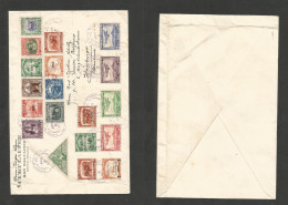 Salvador, El. 1932 (9 Aug) San Salvador - Germany, Hamburgo. Multifkd Massive Air Usage Of Some 19 Diff Stamps, Incl Ove - El Salvador