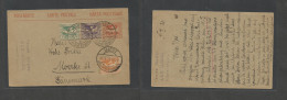 Silesia. 1920 (15 June) Ujest - Denmark, Mrerke. 10 Pf Red Stat Card + 3 Adtls, Cds Depart. VF. - Silésie