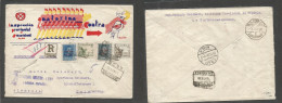 E-Estado Español. 1938 (17 Nov) Leon - Alemania, Calw (20 Nov) Sobre Ilustrado A Color De Bandera España. Inspección Pro - Other & Unclassified