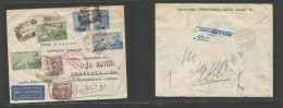 E-Estado Español. 1940 (30 Nov) Barcelona - Indonesia, Surabaya, Java (25 Feb 41) Via Aerea. Carta Certificada Puesta Al - Autres & Non Classés