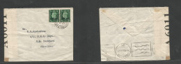 Marruecos - British. 1943 (18 July) BPO, Tangier - Gibraltar (18 July) Fkd Env 1/2d Pair, WWII Censor A6011 (Gibraltar) - Morocco (1956-...)