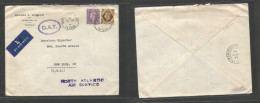 Marruecos - British. 1947 (21 Apr) Tetuan - USA, NYC. Via Tangier BPO. OAT Service. GB Stamps. Air Comercial Multifkd En - Morocco (1956-...)