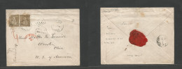 Switzerland. 1871 (30 Sept) Velvenz - USA, OH, Wooster (18 Oct) Via NY Paid Cds. Fkd Env By (x2) 1fr Sold Printed, Tied - Andere & Zonder Classificatie