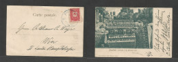 Turkey. C. 1904 (4 April) Postal Office In Lebanon. Baalbek - Austria, Wien. Fkd 20p Red Photo Ppc, Blue Cds Bilingual. - Sonstige & Ohne Zuordnung