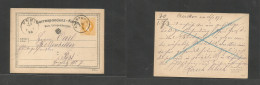 Ukraine. 1873 (16 Jan) Czortkow - Pest, Hungary (19 Jan) 2kr Yellow Stat Card, Neat Cds. Arrival Cachet. VF. - Oekraïne