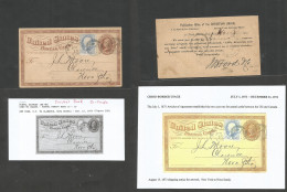 Usa - Stationery. 1873 (14 Aug) NYC - Nova Scotia, Clarence. 1c Brown Early Stat Card + 1c Blue Adtl "2" Cork Cds Cancel - Other & Unclassified