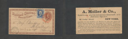 Usa - Stationery. 1874. NY - Switzerland, St. Gallen (16 March) 1c Brown Early Stat Card + 1c Blue, Tied Cork Cancels + - Other & Unclassified