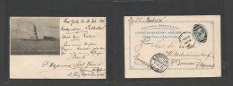 Usa - Stationery. 1897 (30 July) NYC - Germany, Dornum (9 Aug) 2c Blue Stat Card, Reverse Liberty Statue Early Photo Pri - Sonstige & Ohne Zuordnung