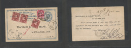 Usa - Stationery. 1901 (29 Nov - 5 Dec) Reply Half Stationary Card Used Back Proper Usage. 2c Blue Stationary + 1d SA Re - Autres & Non Classés