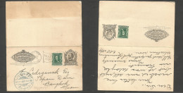 Usa - Stationery. 1907 (Dec 11) Boston - Siam, Bangkok (18 Jan 1908) 1c Black Sherman Doble Stat Card On Way Out Usage + - Other & Unclassified