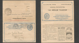Usa - Stationery. 1908 (10 Oct) Brooklyn, NY - Uruguay, Paysandu, South America (13 Nov) Doble Advertising Illustrated P - Other & Unclassified
