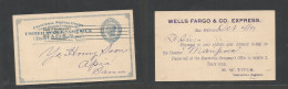 Usa - Stationery. 1912 (Oct 4) San Francisco, CA - Apia, Samoa. 2c Blue Stat Card With Private Printed. Wells Fargo Mess - Other & Unclassified