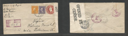 Usa - Xx. 1917 (Apr 5) Lake Preston, South Dakota - Denmark, Cph (16 May) Registered Multifkd 2c Red Stat Env + 2 Adtls, - Other & Unclassified