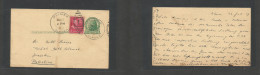 Usa - Xx. 1939 (22 July) Palmer, ALASKA - Palestine, Jerusalem. 1c Green Stat Card + 2c Adtl, Cds Grill. Better Origin + - Autres & Non Classés